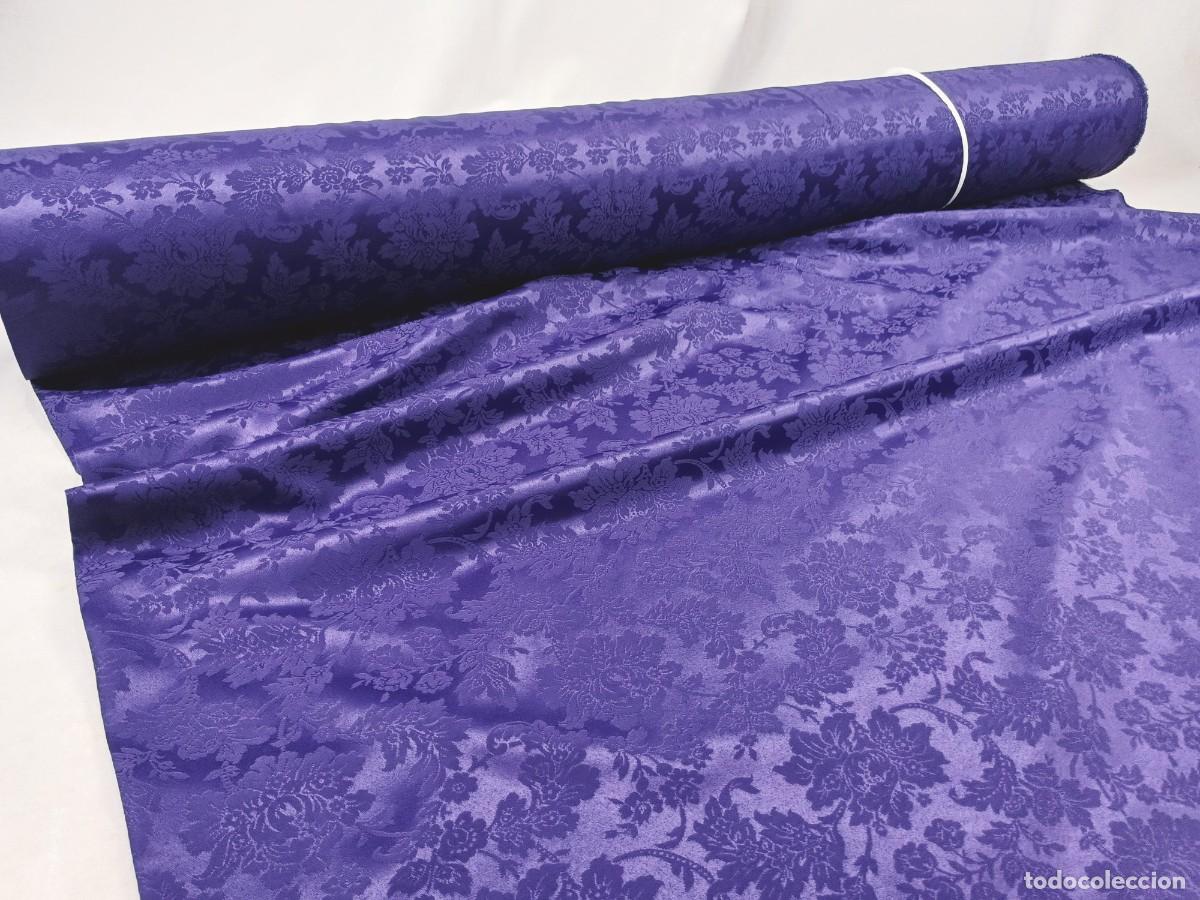 Antig&uuml;edades: TEJIDO MORADO ADAMASCADO - Foto 4