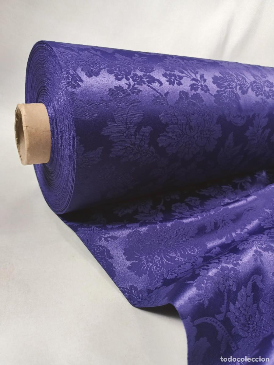 Antig&uuml;edades: TEJIDO MORADO ADAMASCADO - Foto 5