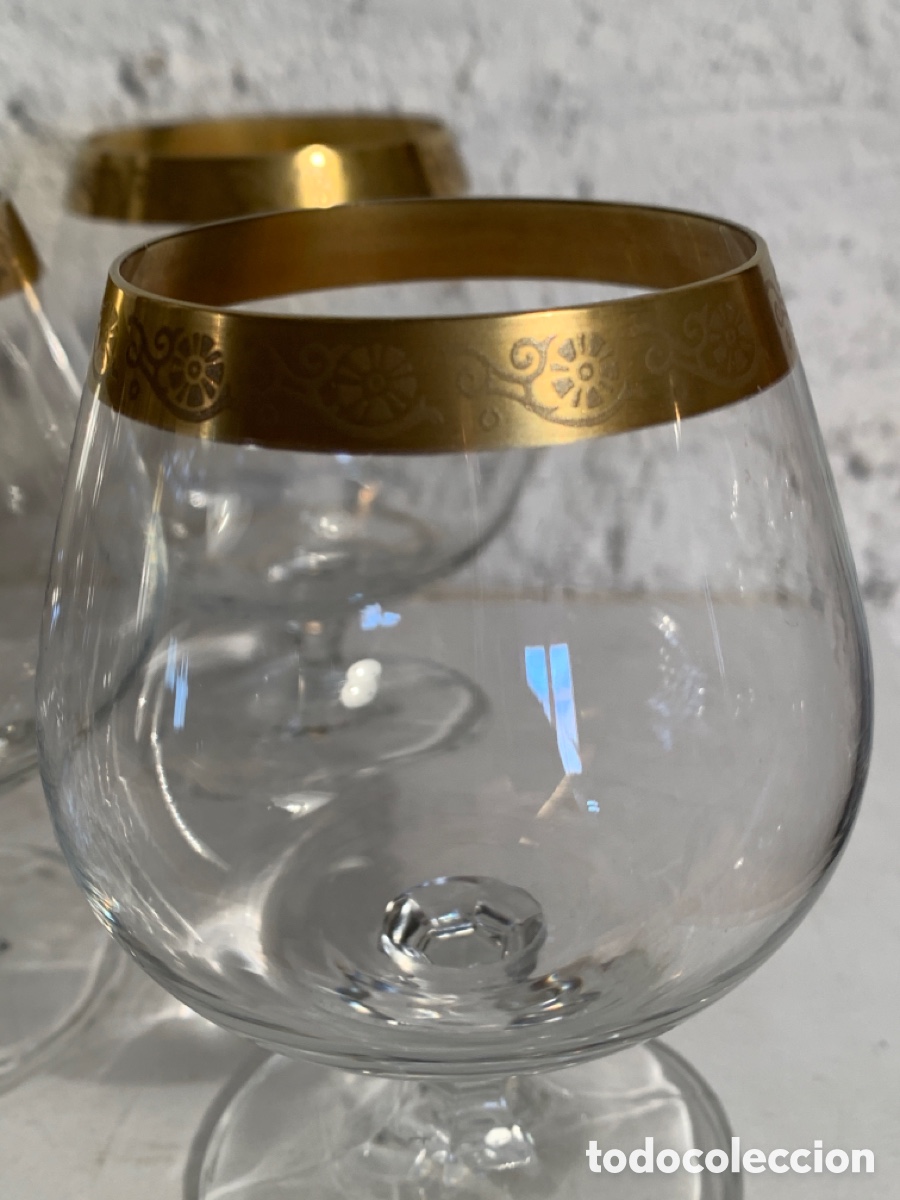 Antig&uuml;edades: 5 copas de brandy y borde de oro - Foto 2