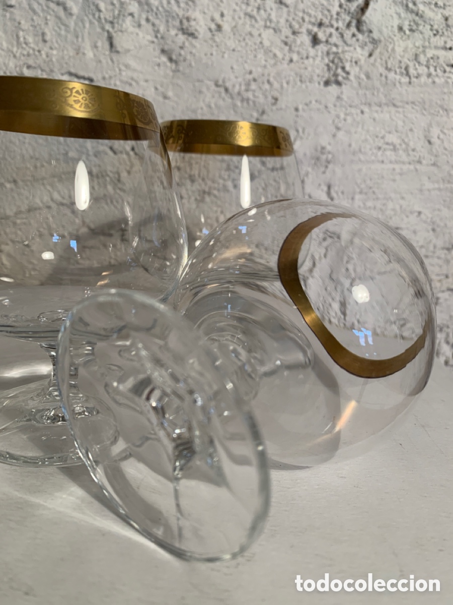 Antig&uuml;edades: 5 copas de brandy y borde de oro - Foto 3