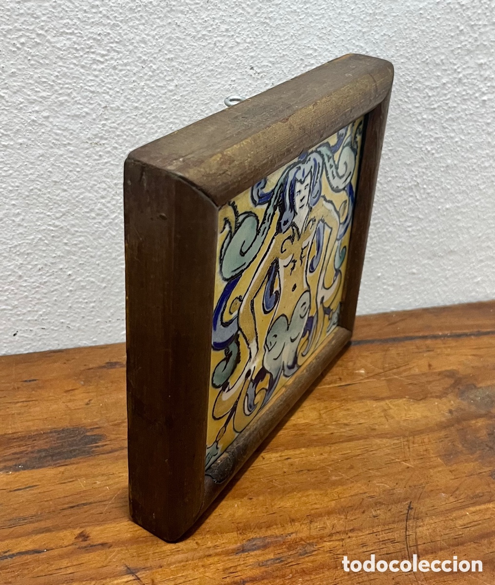 Antig&uuml;edades: Raro azulejo/ rajola - catal&aacute;n - Foto 3