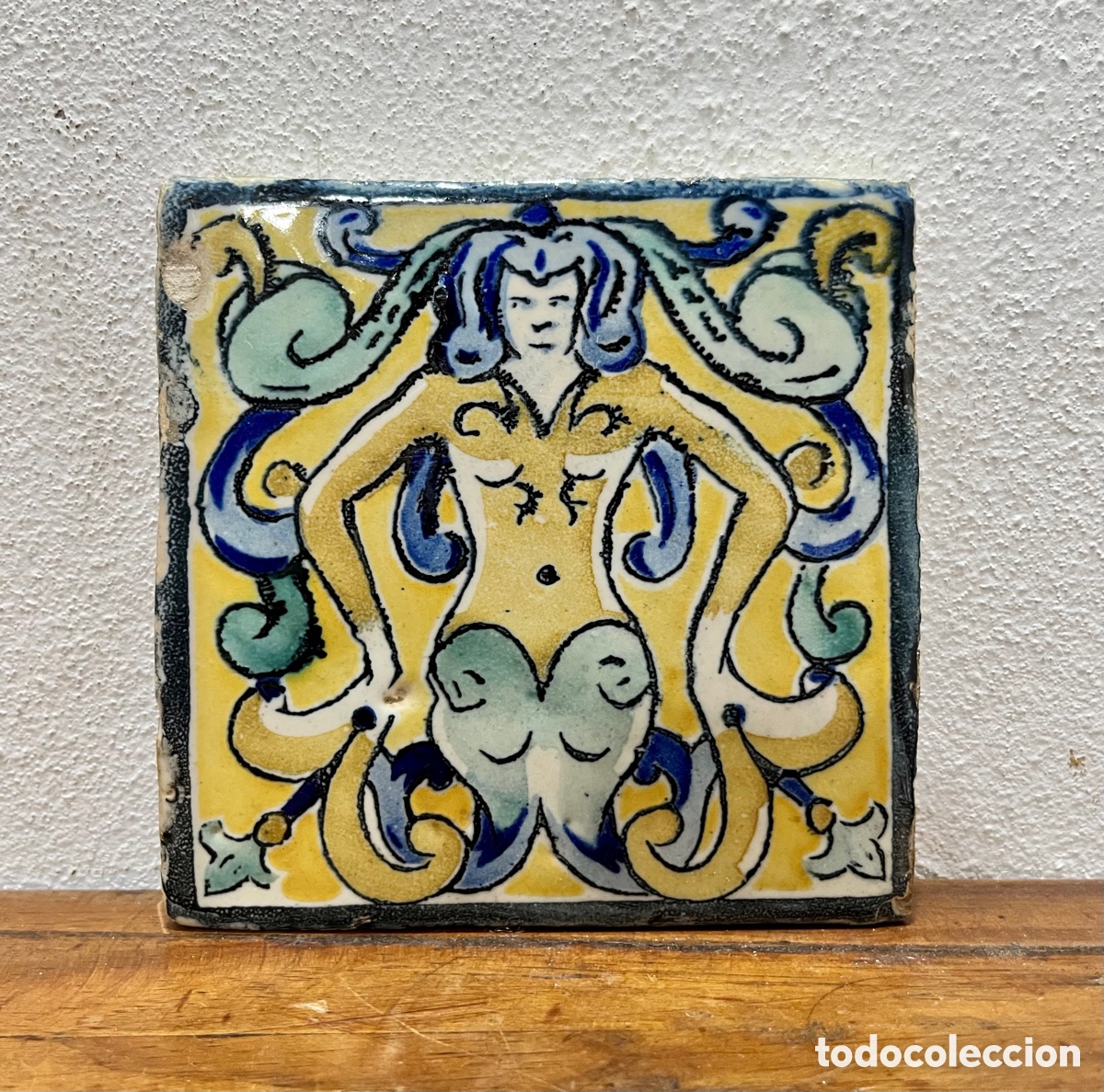 Antig&uuml;edades: Raro azulejo/ rajola - catal&aacute;n - Foto 5