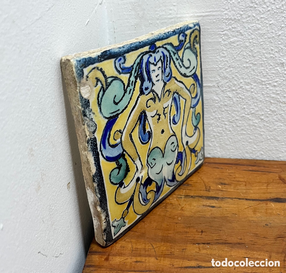 Antig&uuml;edades: Raro azulejo/ rajola - catal&aacute;n - Foto 7