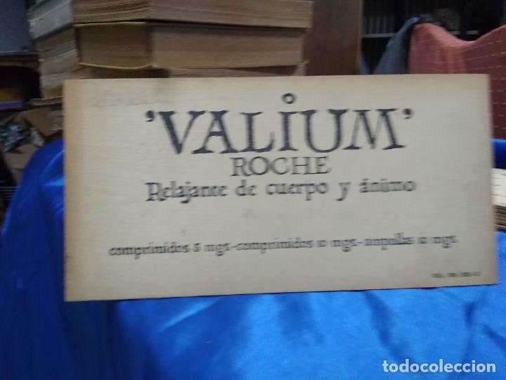 Antig&uuml;edades: Tablilla anuncio antiguo Valium de Roche. Caja Asterix. - Foto 1