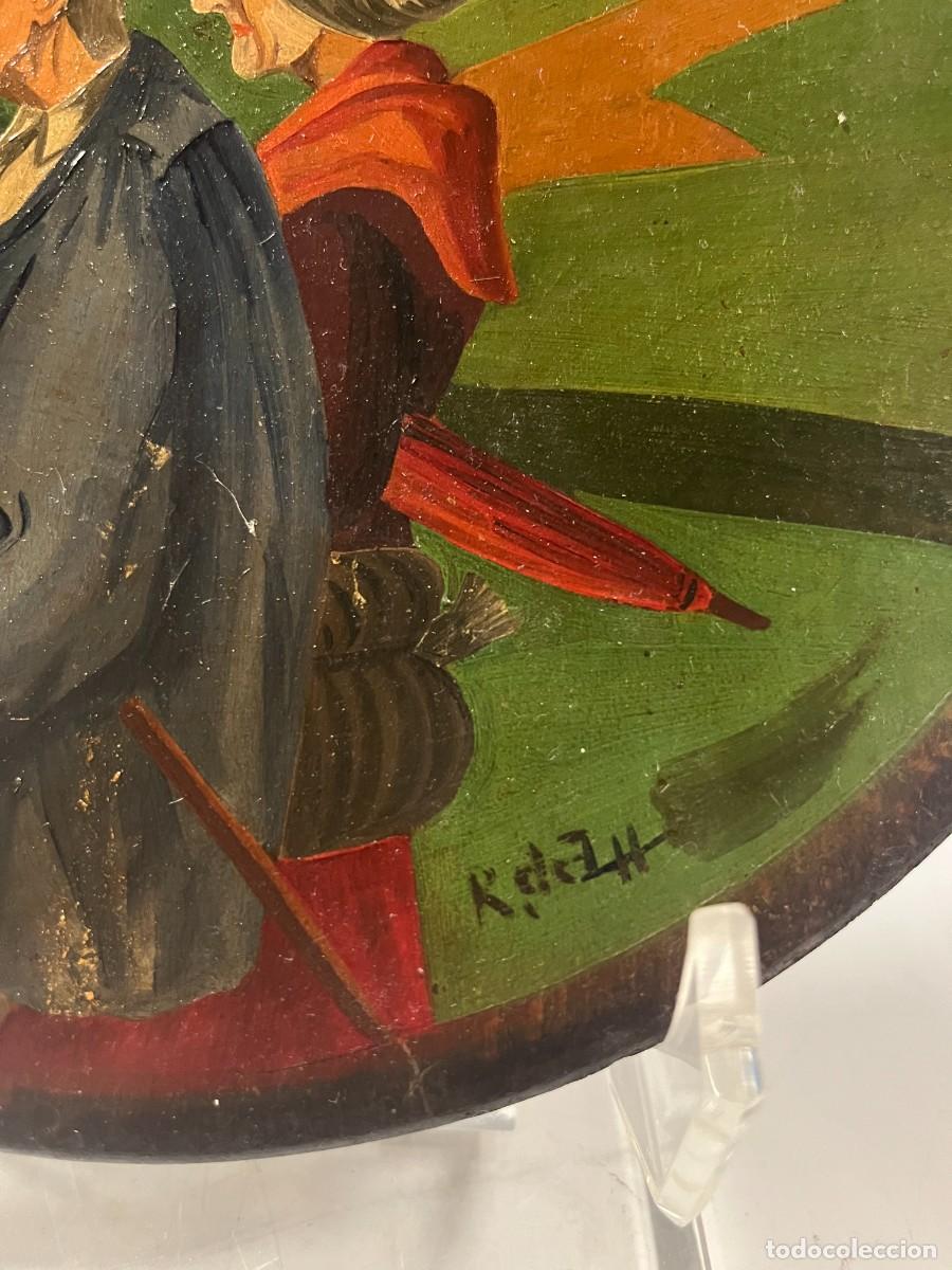 Antig&uuml;edades: PLATO ANTIGUO DE MADERA PINTADO - Foto 2