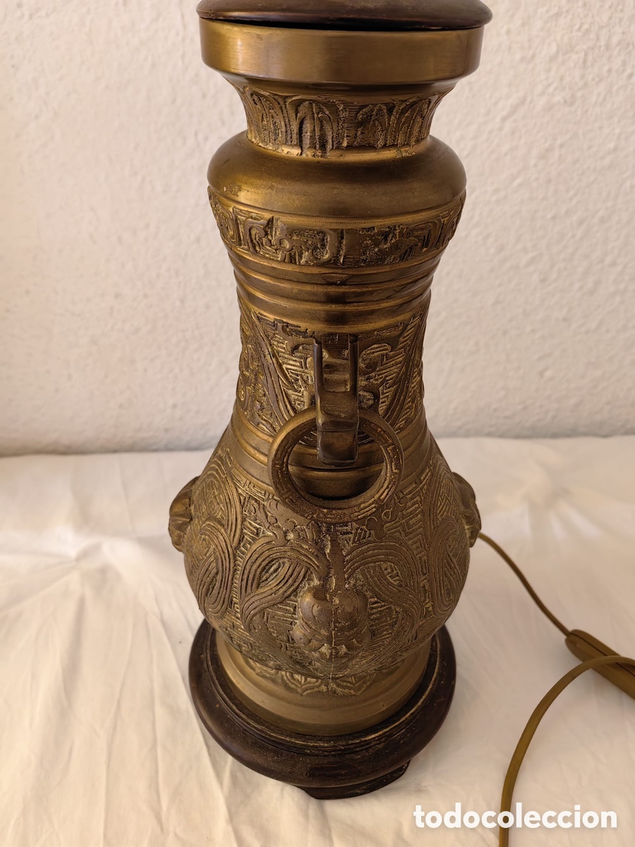 Antig&uuml;edades: L&aacute;mpara china de bronce - Foto 3