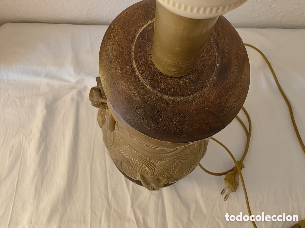 Antig&uuml;edades: L&aacute;mpara china de bronce - Foto 4