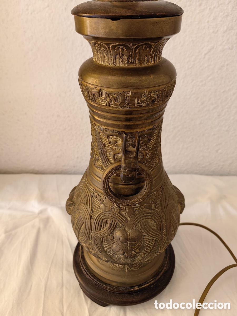 Antig&uuml;edades: L&aacute;mpara china de bronce - Foto 6
