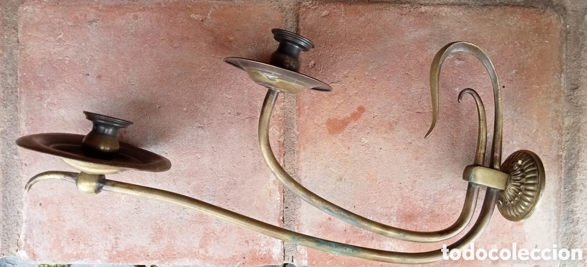 Antig&uuml;edades: L&aacute;mpara de pared bronce antigua - Foto 1