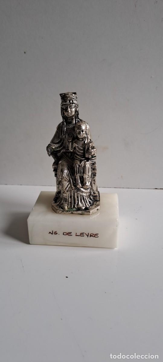 Antiques: Figura Nuestra Se&ntilde;ora de Leyre en metal plateado y base de m&aacute;rmol