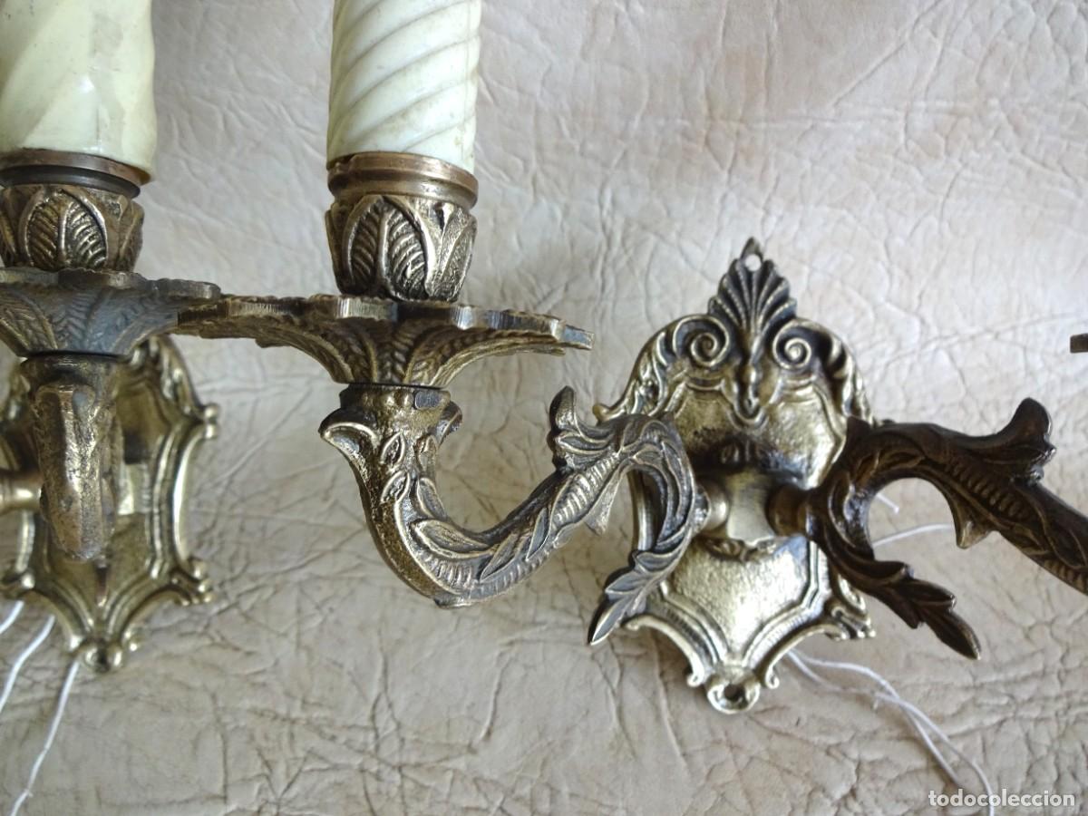 Antig&uuml;edades: pareja lamparas apliques de pared bronce - Foto 10
