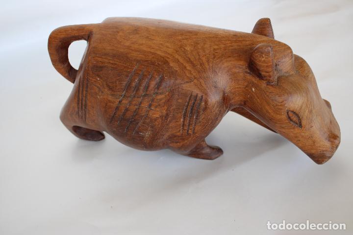 Antig&uuml;edades: figura hipopotamo de madera - Foto 1