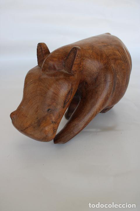 Antig&uuml;edades: figura hipopotamo de madera - Foto 2