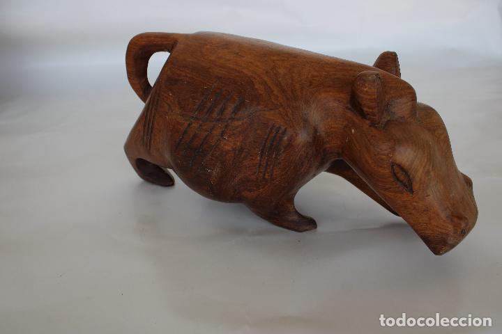 Antig&uuml;edades: figura hipopotamo de madera - Foto 3
