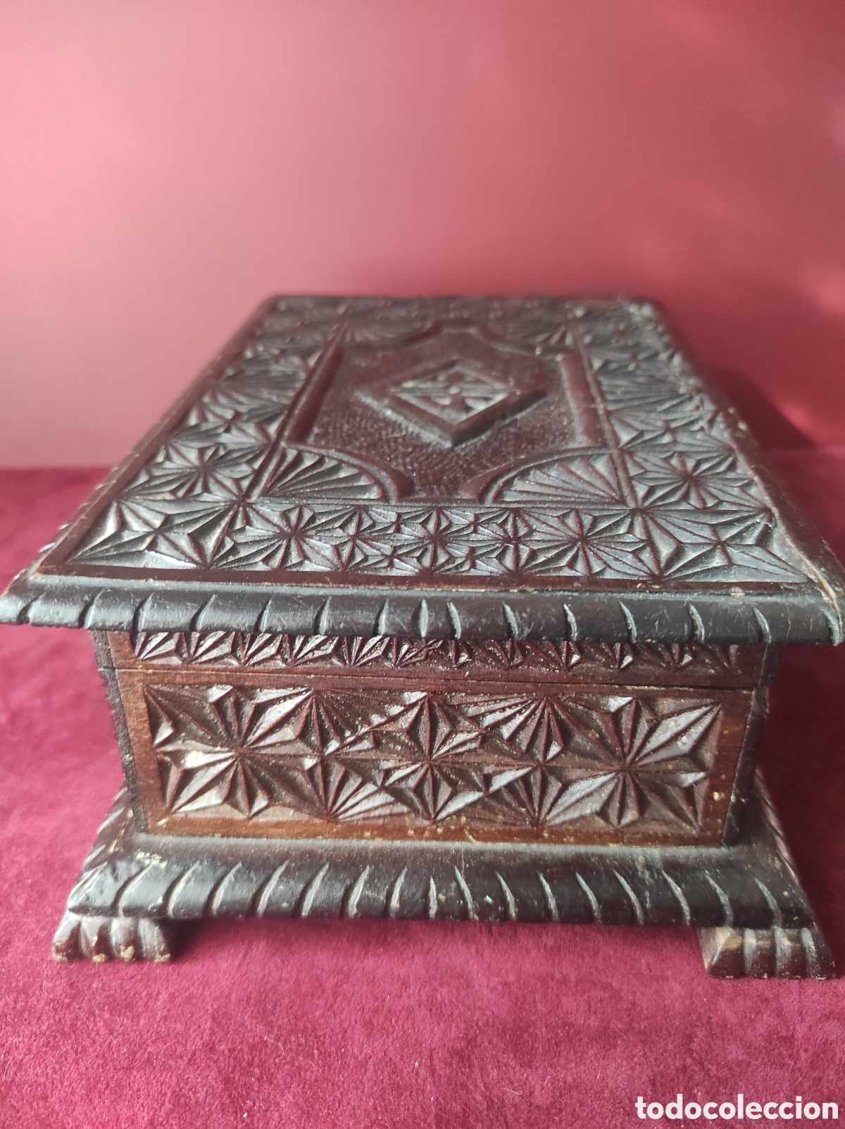 Antig&uuml;edades: Caja tallada madera antigua - Foto 3