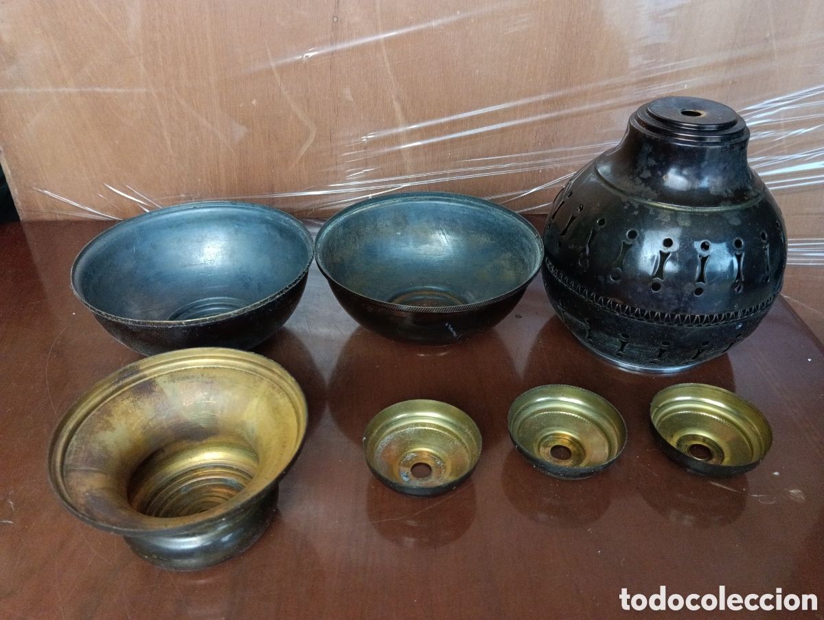 Antig&uuml;edades: PIEZAS LATON REPARAR LAMPARA - Foto 5