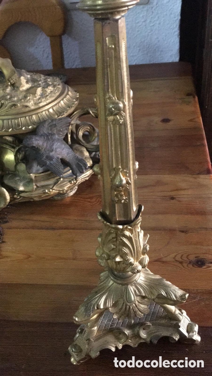 Antig&uuml;edades: Candelabro imperio de bronce con tres brazos - Foto 5
