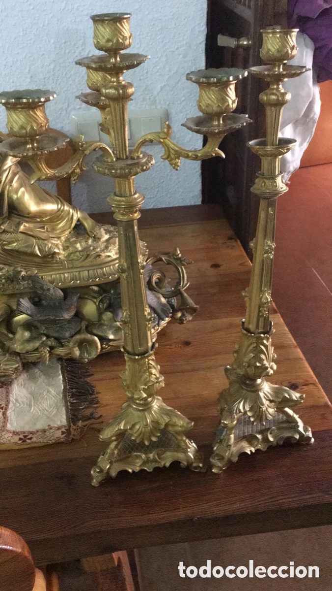 Antig&uuml;edades: Candelabro imperio de bronce con tres brazos - Foto 8