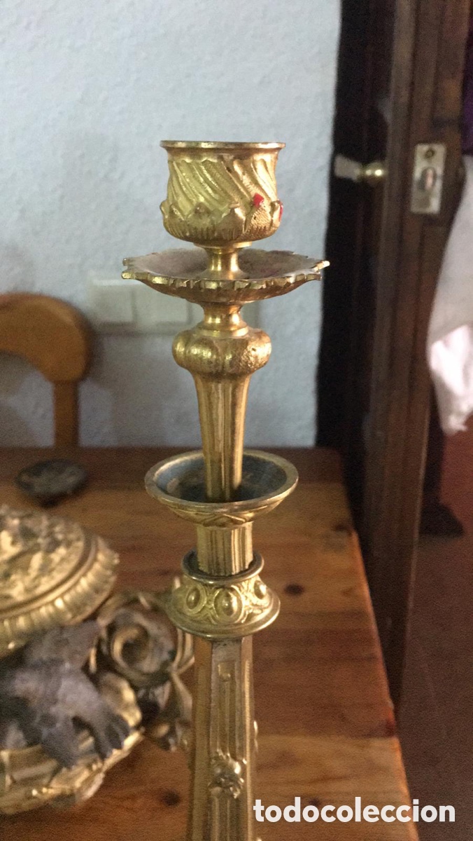 Antig&uuml;edades: Candelabro imperio de bronce con tres brazos - Foto 9