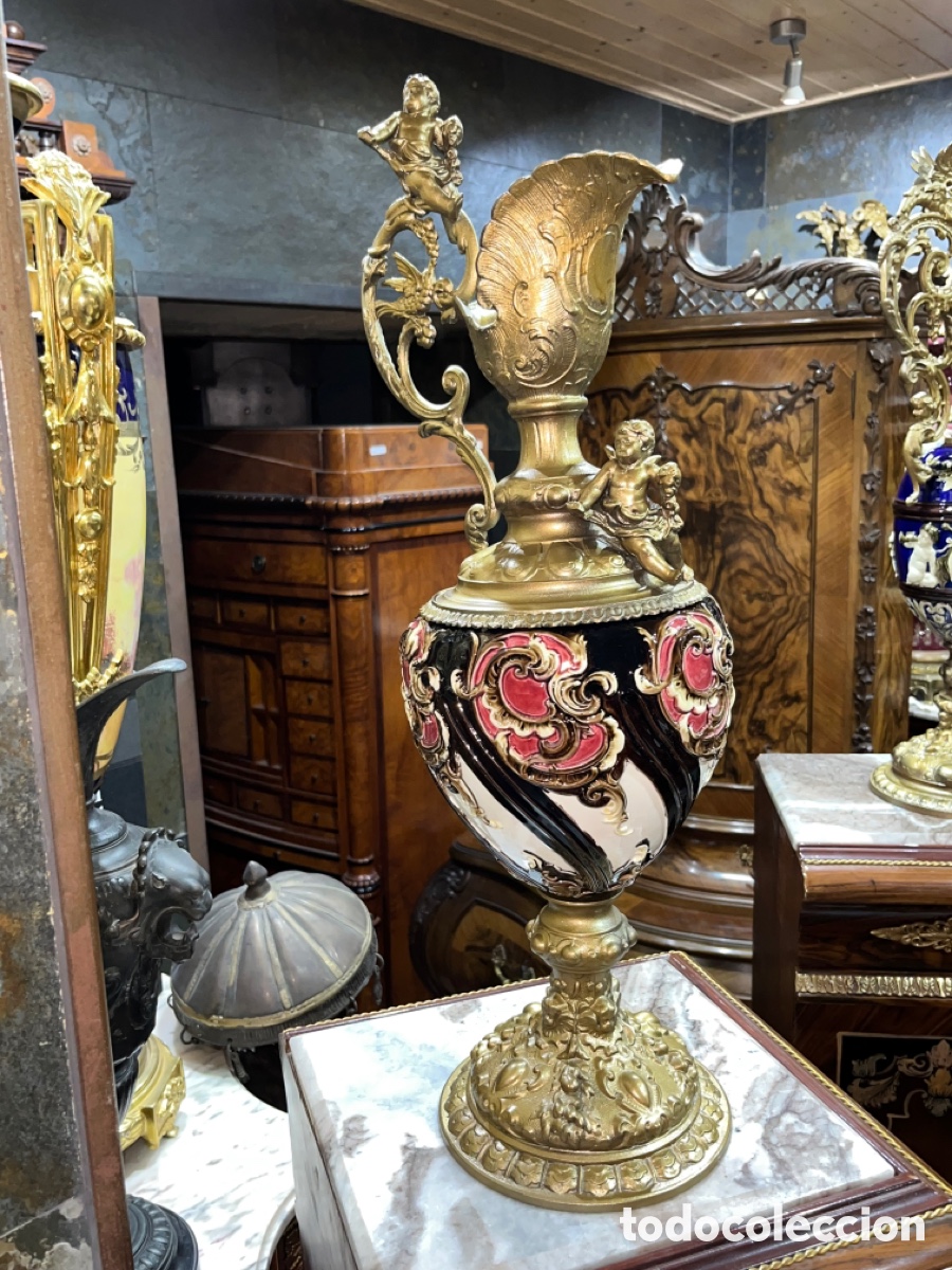 Antig&uuml;edades: Jarron de Calamina y porcelana - Foto 2