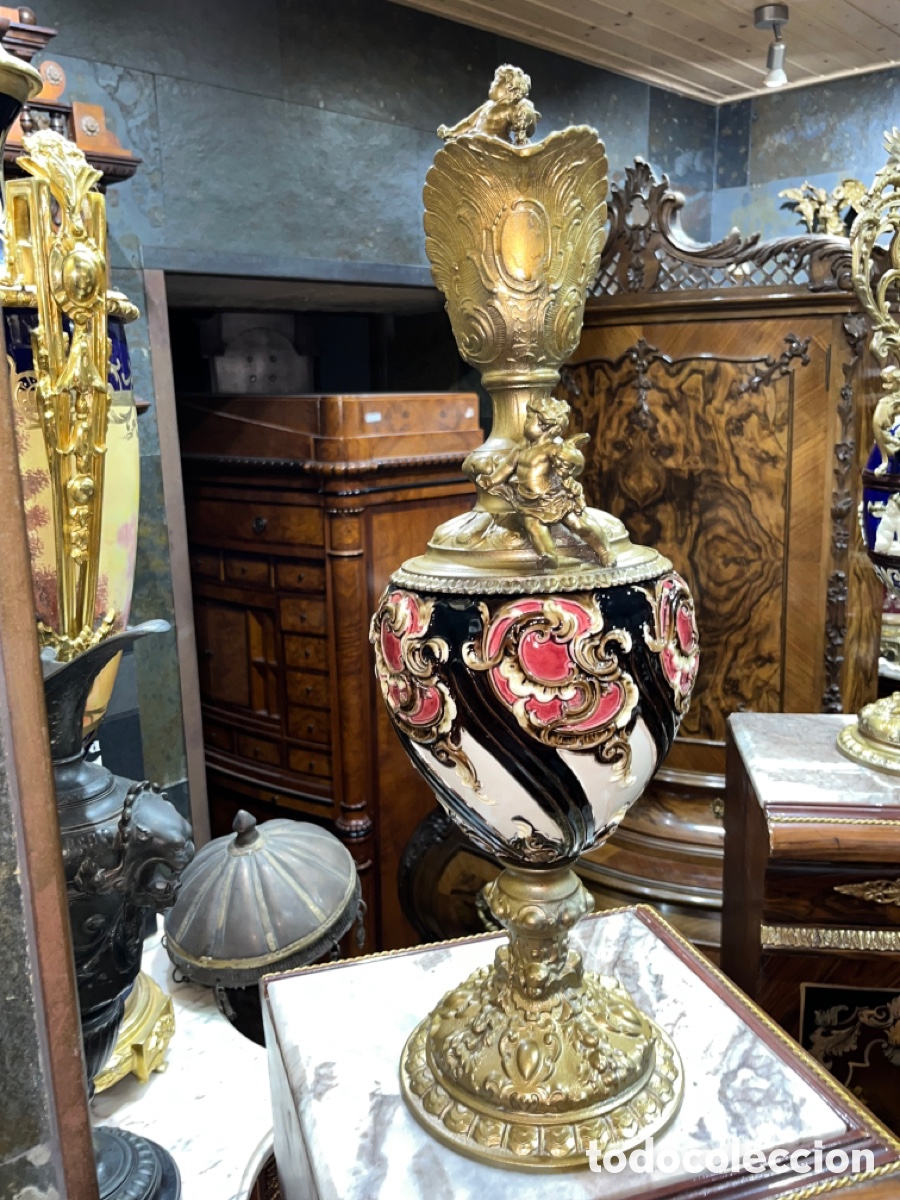 Antig&uuml;edades: Jarron de Calamina y porcelana - Foto 3