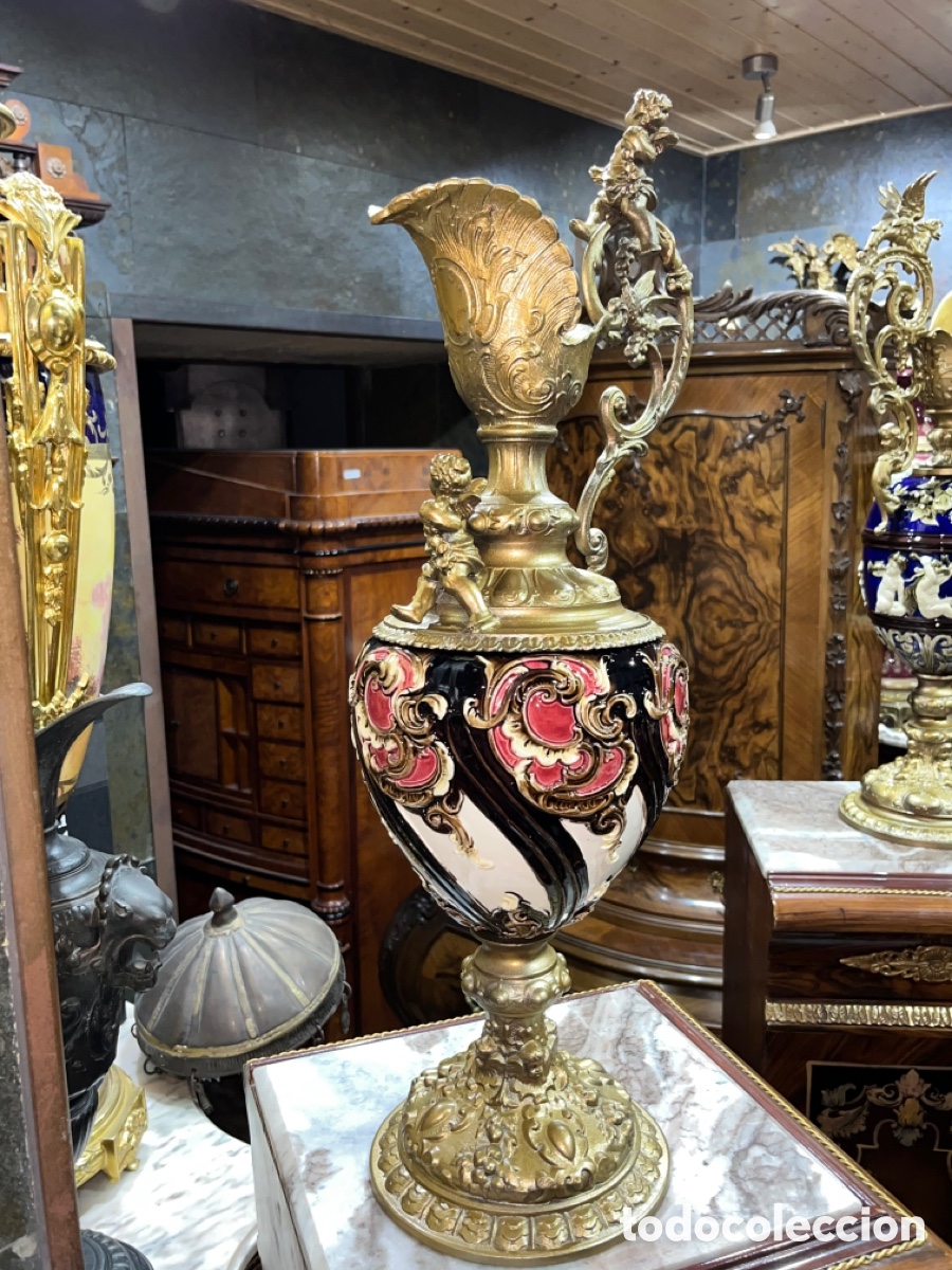 Antig&uuml;edades: Jarron de Calamina y porcelana - Foto 4