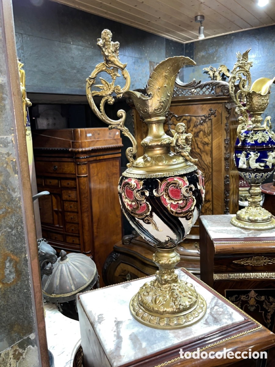 Antig&uuml;edades: Jarron de Calamina y porcelana - Foto 5