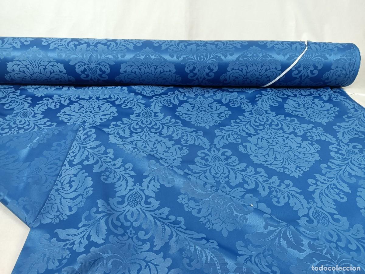 Antig&uuml;edades: TEJIDO ADAMASCADO AZUL - Foto 3