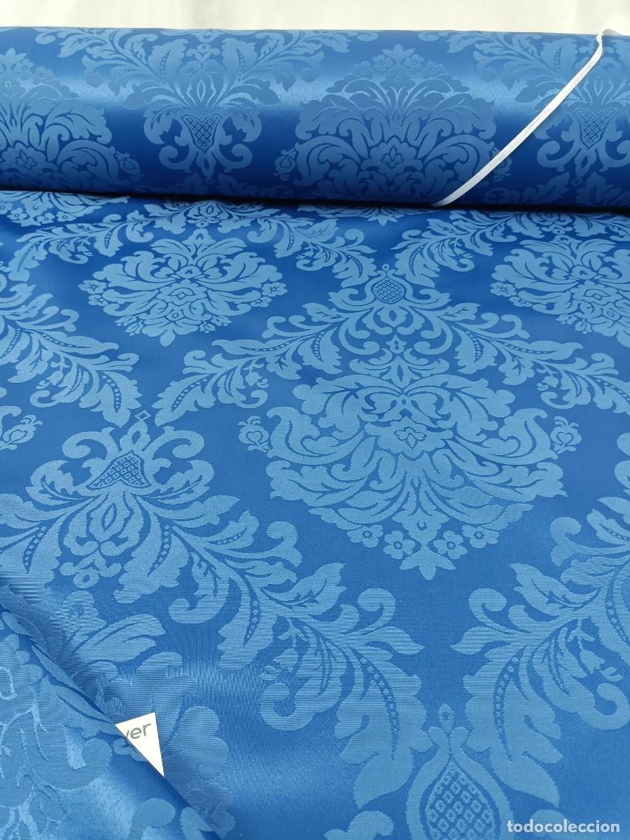 Antig&uuml;edades: TEJIDO ADAMASCADO AZUL - Foto 7