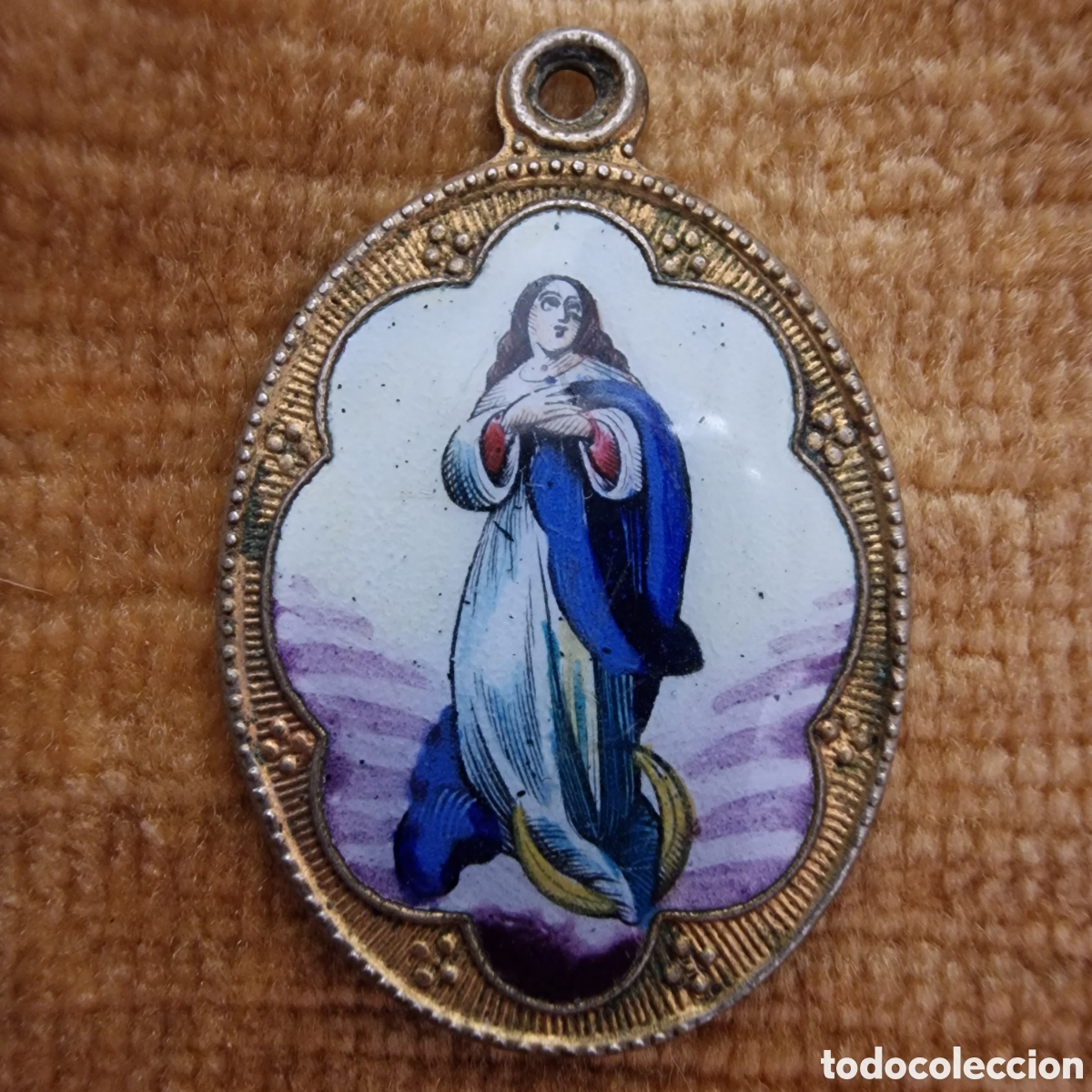 Antig&uuml;edades: Medalla con esmalte de la Inmaculada - Foto 1