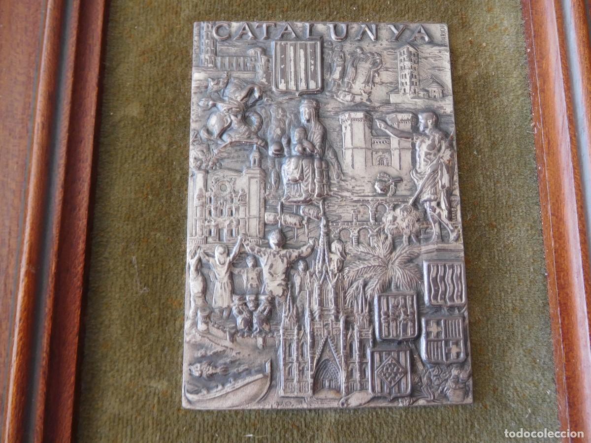 Antig&uuml;edades: Marco antiguo con placa de plata Catalunya - Foto 2