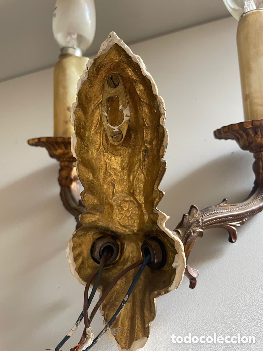 Antig&uuml;edades: Apliques antiguos laton - Foto 3