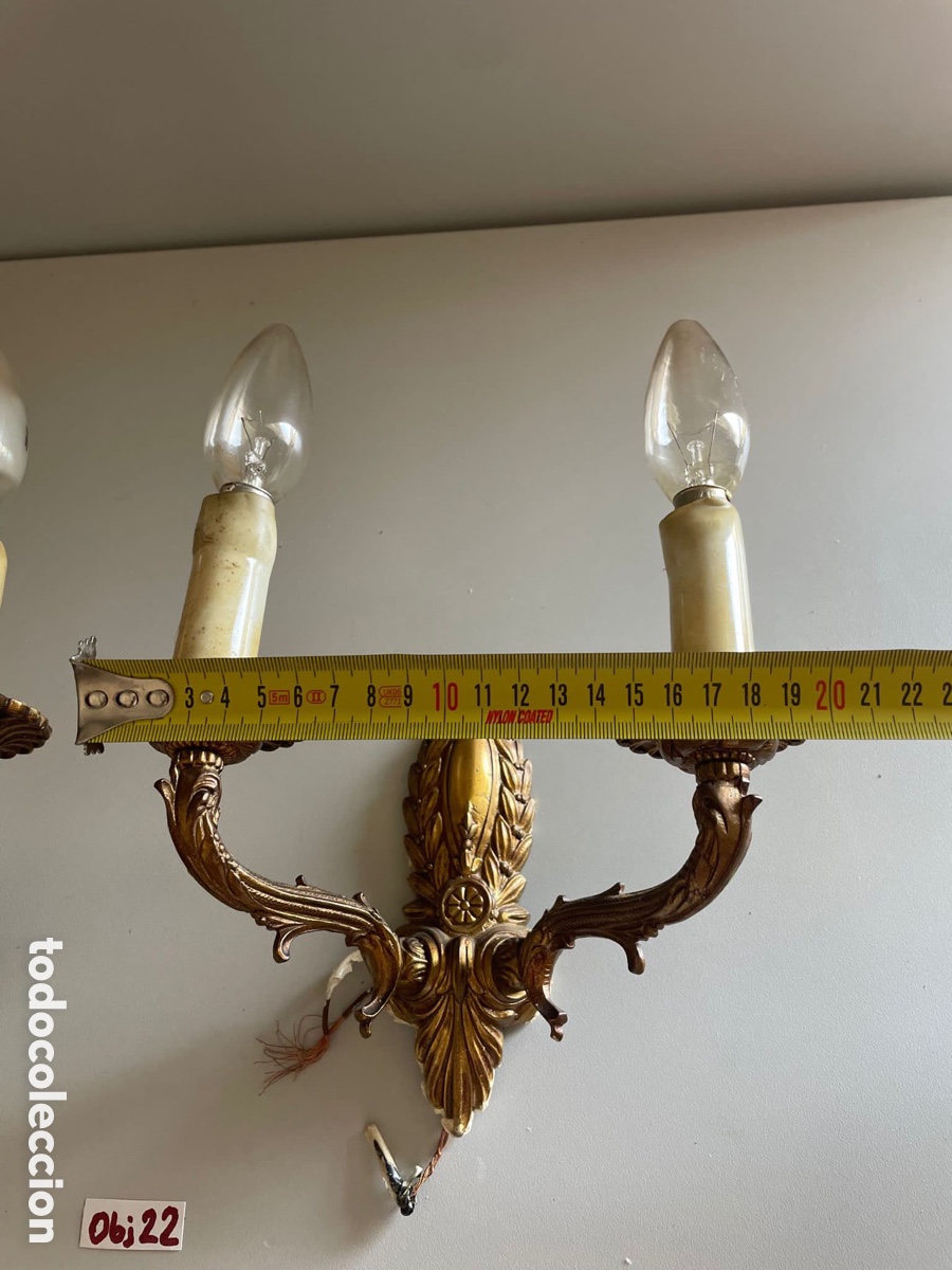 Antig&uuml;edades: Apliques antiguos laton - Foto 4