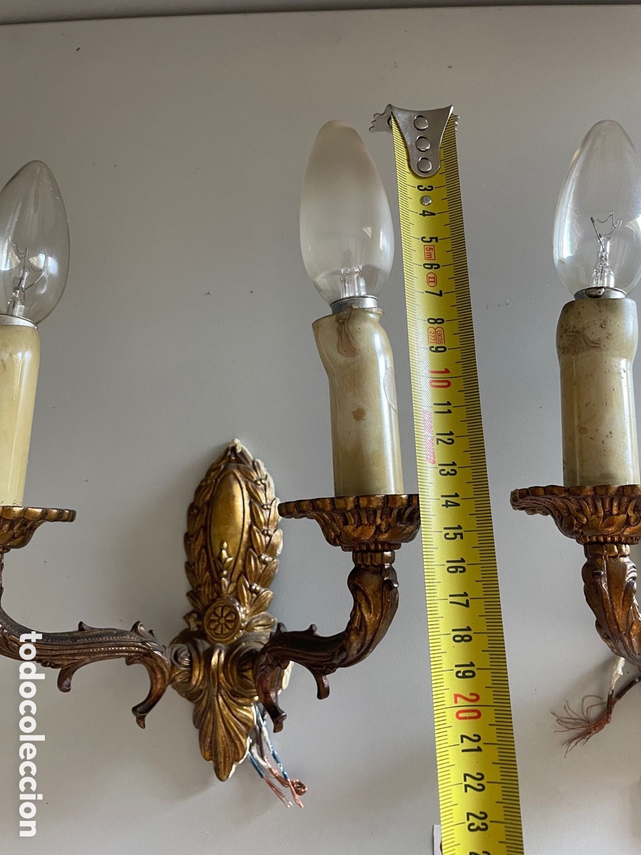 Antig&uuml;edades: Apliques antiguos laton - Foto 6