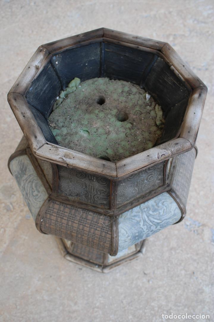 Antig&uuml;edades: jarron macetero de chapa y madera - Foto 3