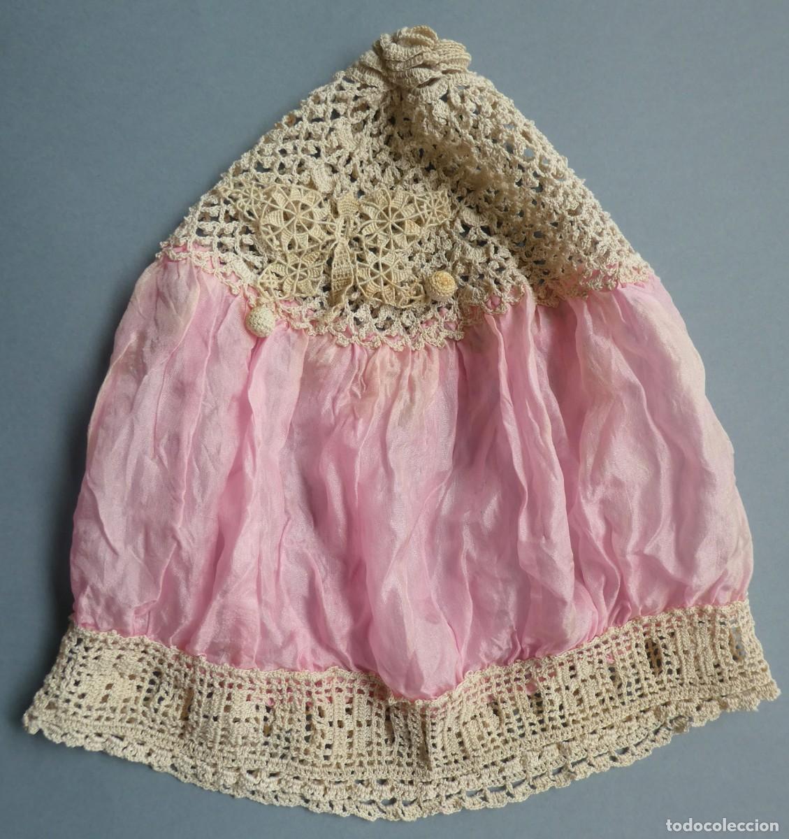 Antig&uuml;edades: ANTIGUO GORRO DE ENCAJE Y SEDA PPIO.S.XX - Foto 3