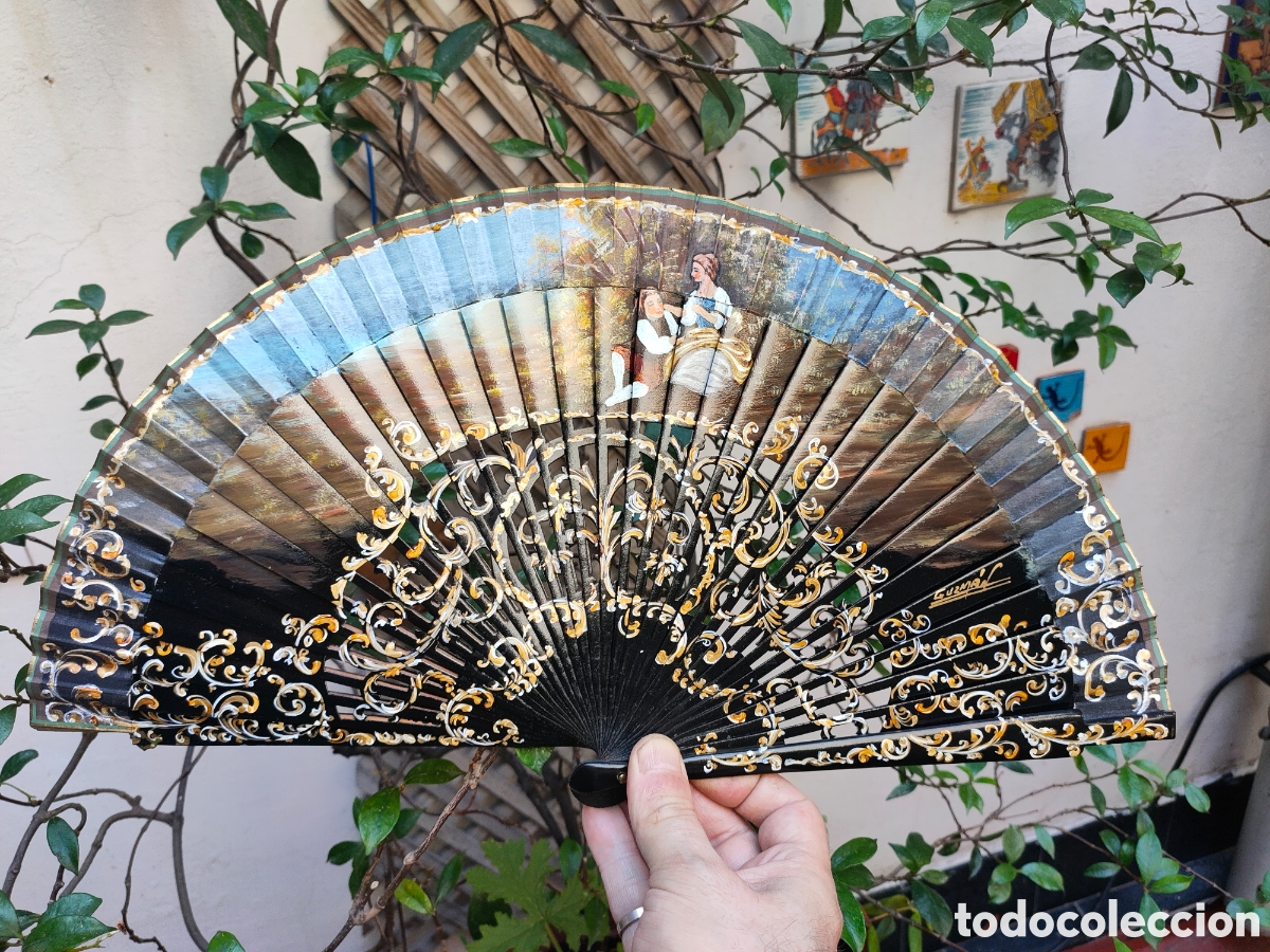 Antig&uuml;edades: BELLISIMO ABANICO PINTADO A MANO - Foto 6