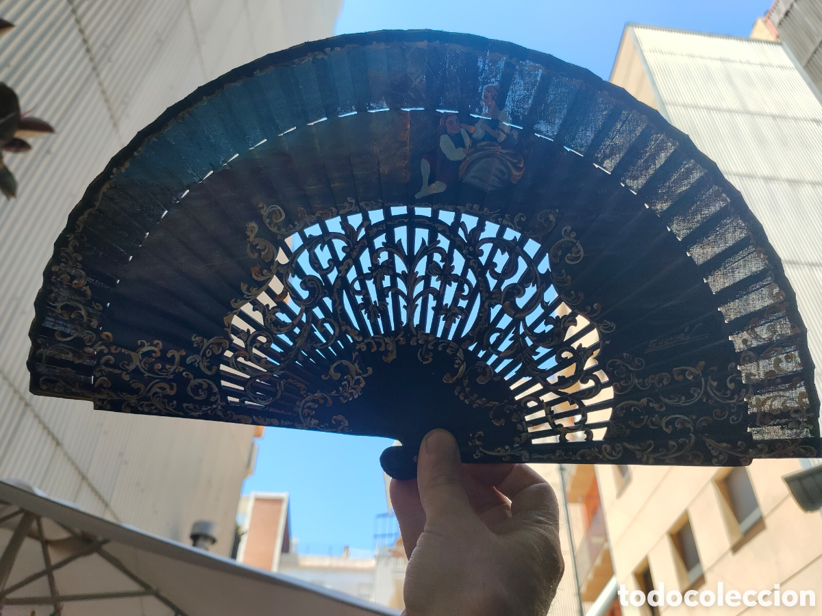Antig&uuml;edades: BELLISIMO ABANICO PINTADO A MANO - Foto 3
