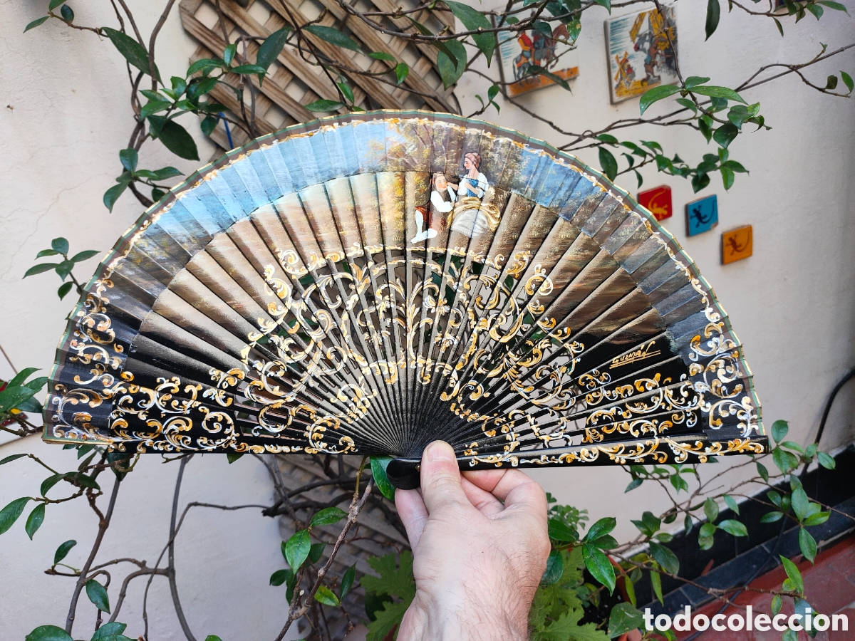 Antig&uuml;edades: BELLISIMO ABANICO PINTADO A MANO - Foto 9