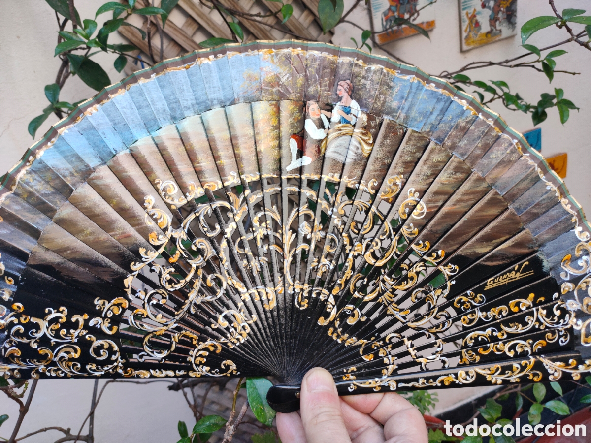 Antig&uuml;edades: BELLISIMO ABANICO PINTADO A MANO - Foto 10