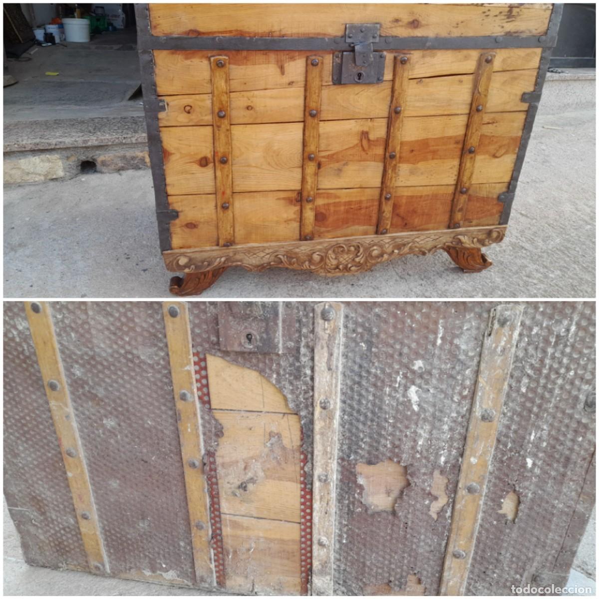 Antig&uuml;edades: Baul arca de madera y chapa restaurado estilo cofre - Foto 3