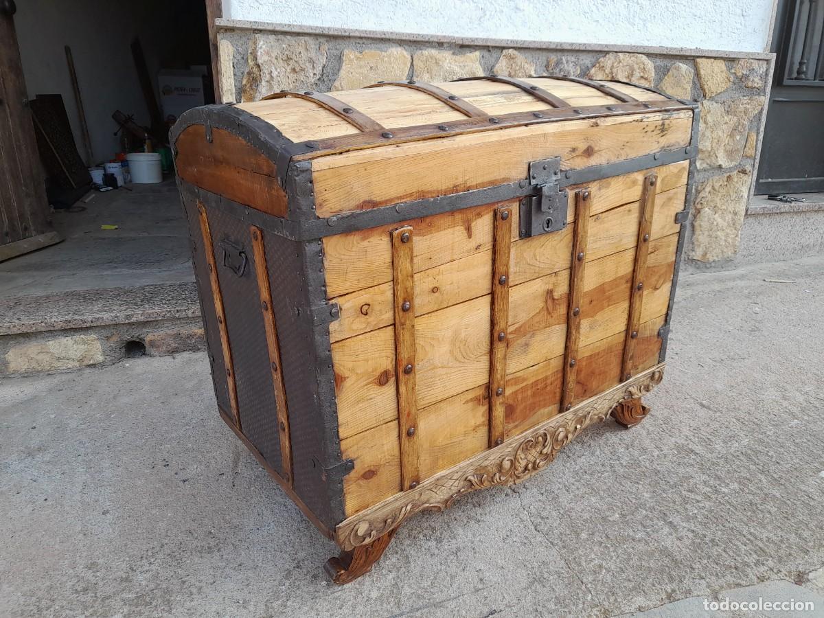Antig&uuml;edades: Baul arca de madera y chapa restaurado estilo cofre - Foto 4