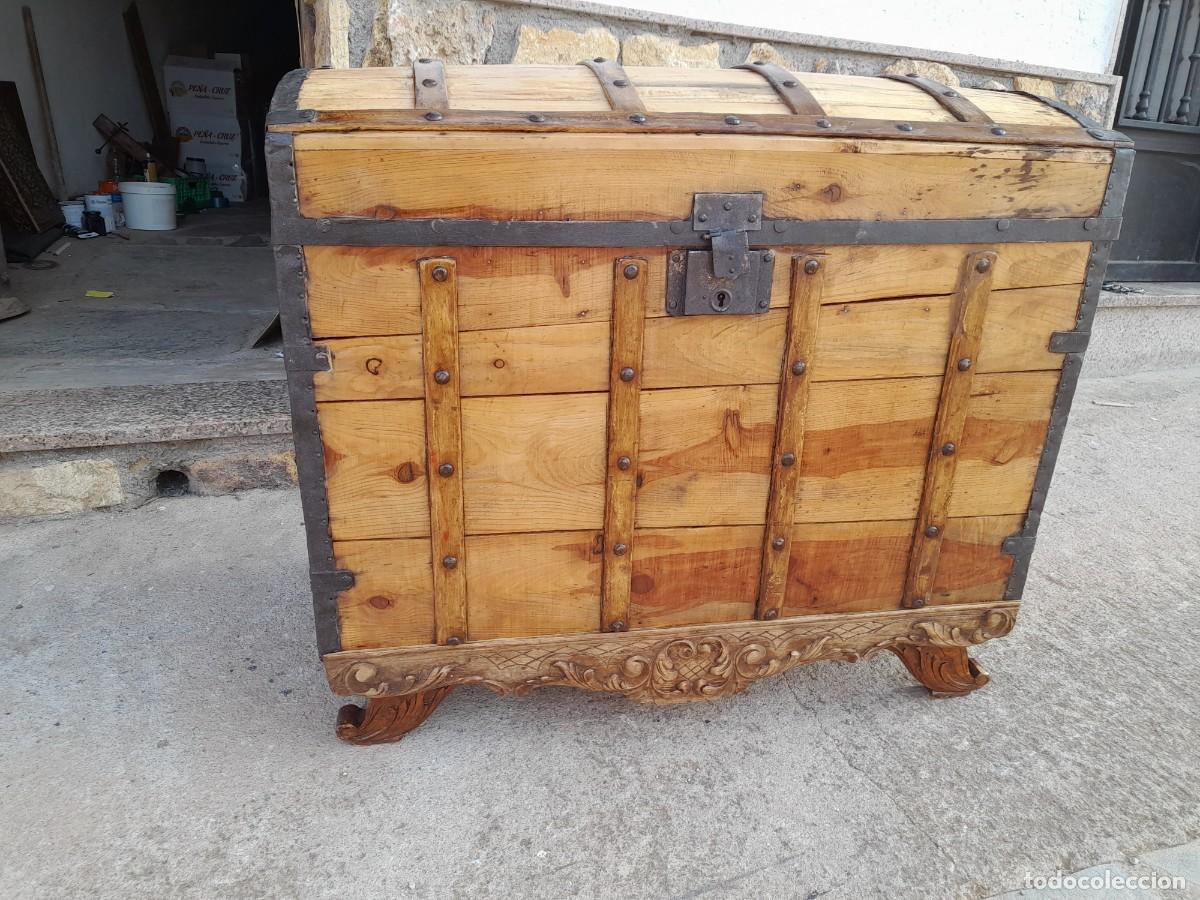 Antig&uuml;edades: Baul arca de madera y chapa restaurado estilo cofre - Foto 11