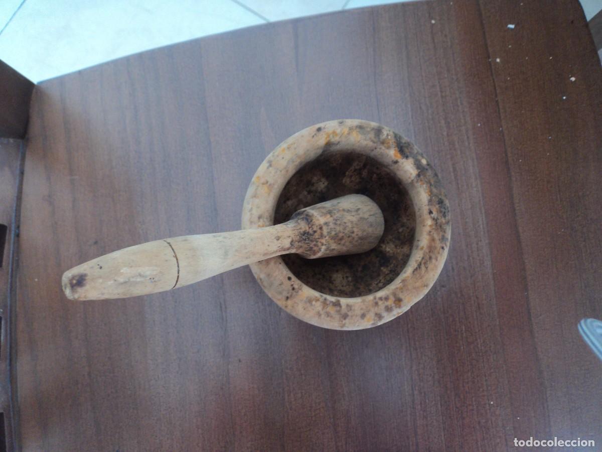 Antig&uuml;edades: Mortero de madera- utensilio cocina - - Foto 1
