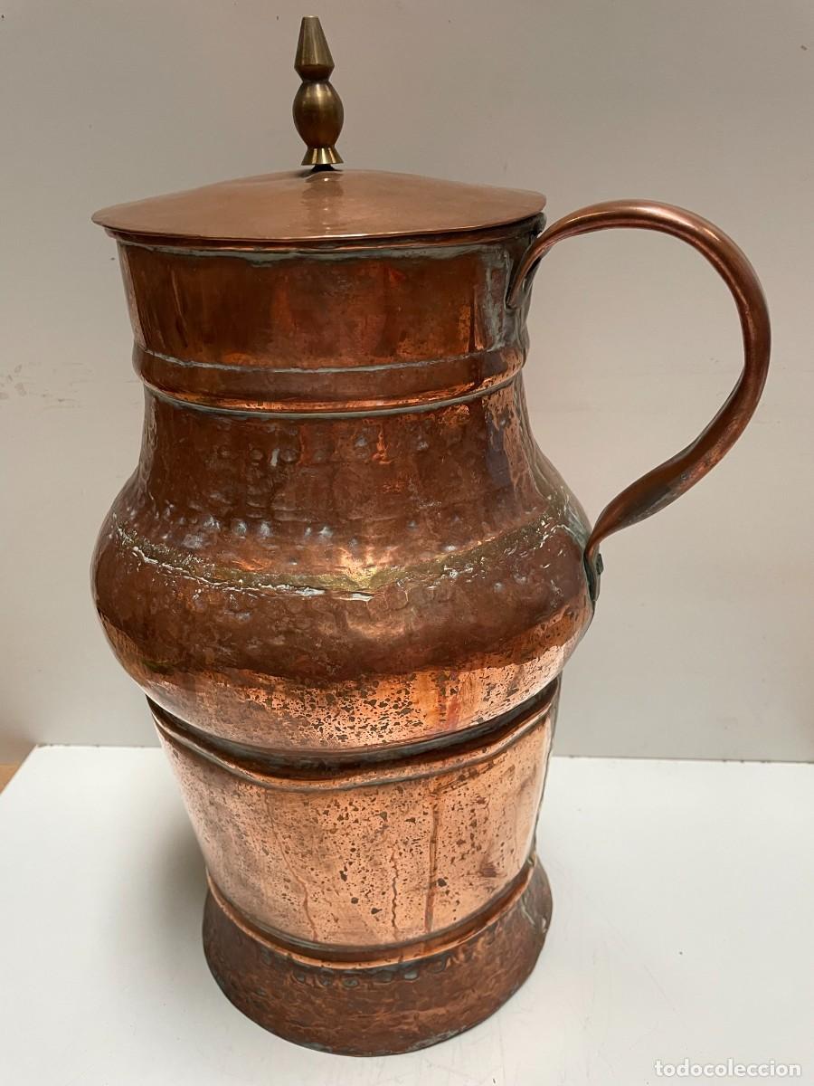 Antig&uuml;edades: ANTIGUA JARRA DE COBRE CON TAPADERA - Foto 2