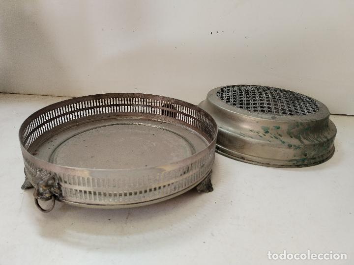 Antig&uuml;edades: bandeja y tapadera de alpaca - Foto 5