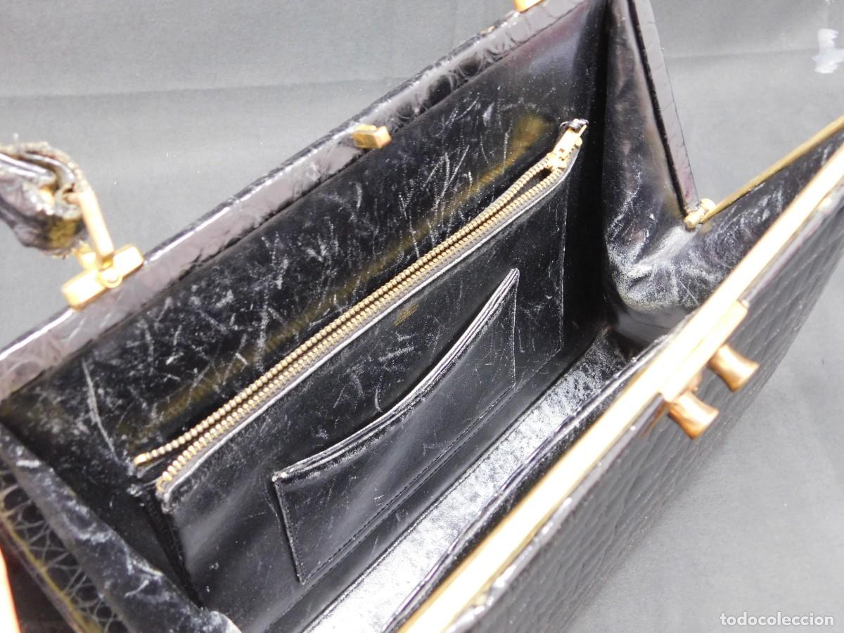 Antig&uuml;edades: BOLSO DE PIEL NEGRO - Foto 4