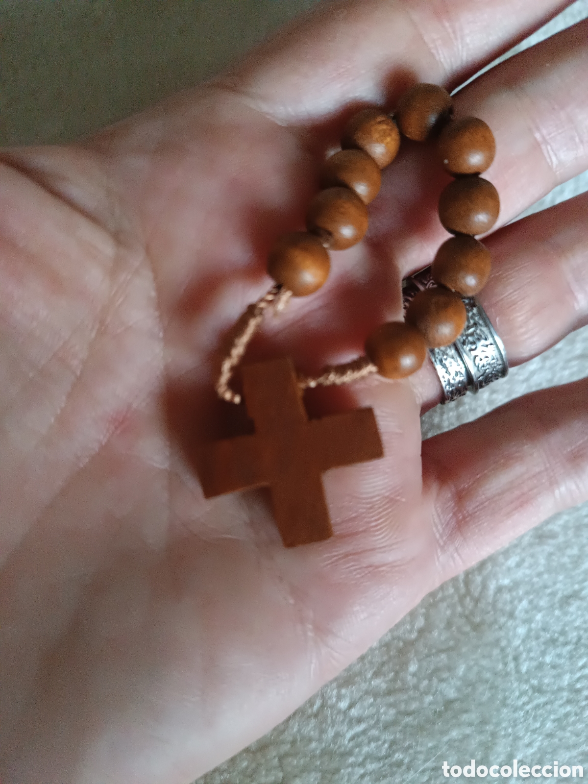 Antig&uuml;edades: Peque&ntilde;o rosario de madera - Foto 4