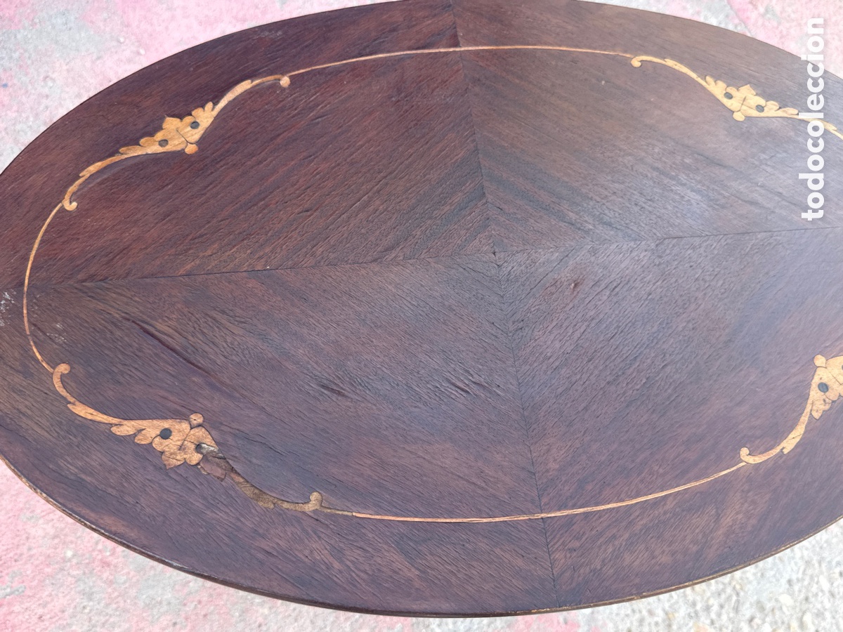 Antig&uuml;edades: Mesa estilo imperio patas de bronce y marqueter&iacute;a - Foto 3