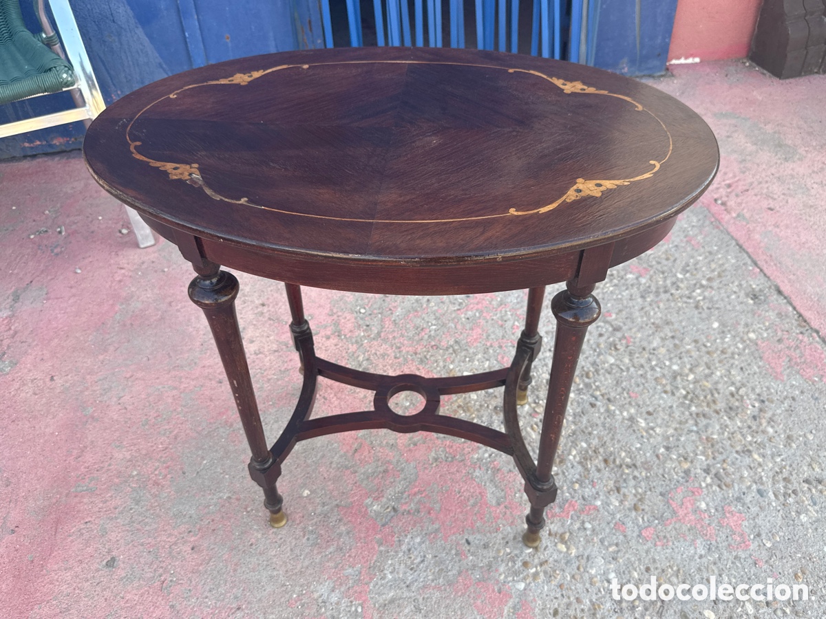Antig&uuml;edades: Mesa estilo imperio patas de bronce y marqueter&iacute;a - Foto 1